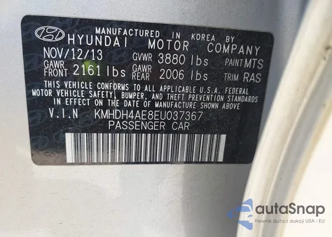 2014 Hyundai Elantra Se z USA, uszkodzony, nr VIN KMHDH4AE8EU037367